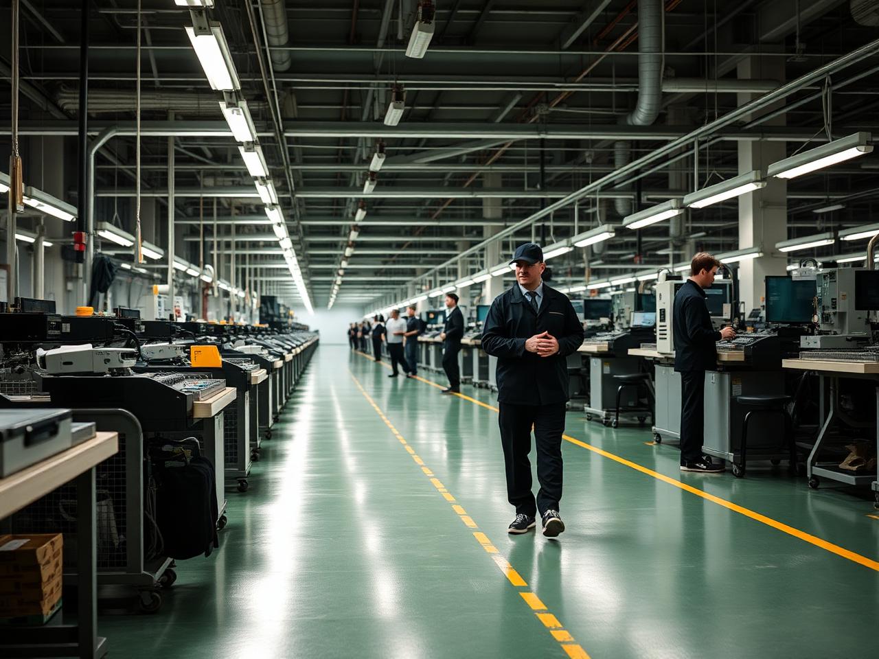 Production line in a manufacturing plant